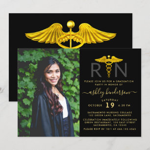 Invitation Photo moderne RN Nurse Graduation Party