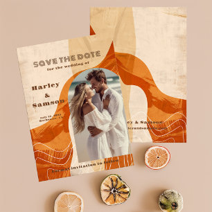 Invitation Photo moderne Save the Date, design rétro