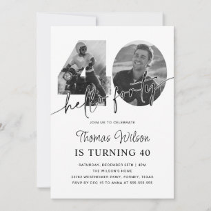 Invitation Photo moderne simple 40e anniversaire