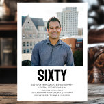 Invitation Photo moderne SIXTY 60th Birthday Party<br><div class="desc">Cet homme de 60e anniversaire Bold Type Photo Invitation est parfait pour célébrer l'homme dans votre vie qui a soixante ans. Le mot "soixante" est dans une fabuleuse police casquette en noir gras. Vous choisissez la photo qui rend cette invitation unique à votre invité d'honneur. Les modèles sont très faciles...</div>