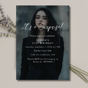 Invitation Photo moderne superposition Anniversaire Surprise