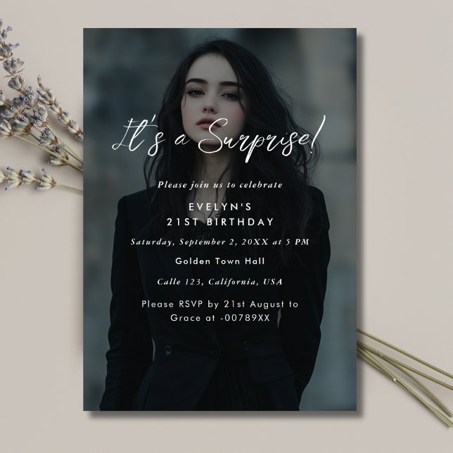 Invitation Photo moderne superposition Anniversaire Surprise  (Créateur téléchargé)