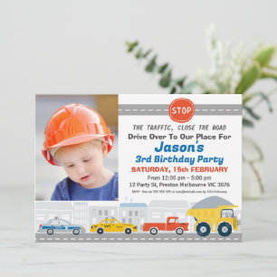 Invitation Photo moderne Transport routier Anniversaire