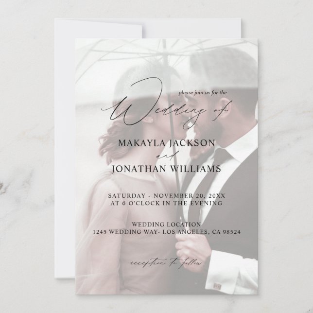 Invitation Photo Moderne Vertical 4 Mariage (Devant)