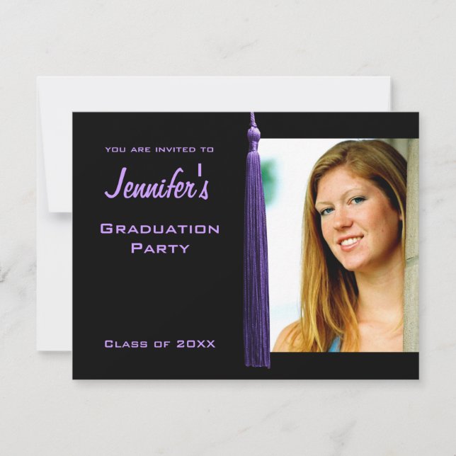 Invitation photo moderne violet Tassle Graduation  (Devant)