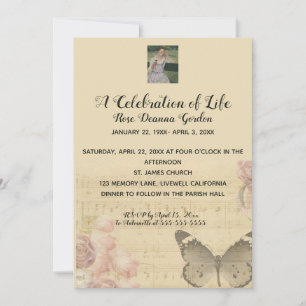 Invitation Photo modifiable Butterfly Music Celebration of Li