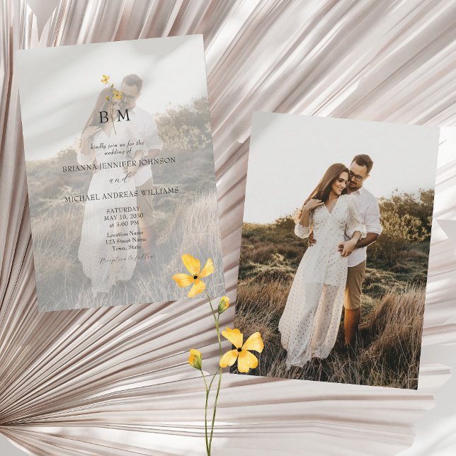 Invitation Photo Monogram Minimalist Wedding (Créateur téléchargé)