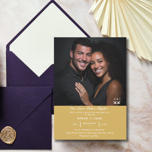 Invitation Photo Monogramme Cœur Avion Or Voyage Mariage