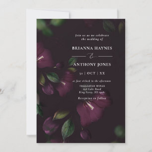 Invitation Photo Moody Purple Bloom Grunge Mariage