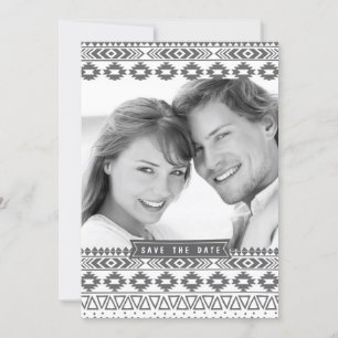 INVITATION PHOTO MOTIF AZTEC ENREGISTRER LA DATE ANNONCE