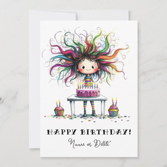 Invitation * # PHOTO NAME Birthday Card Personalize Whimsical (Devant)