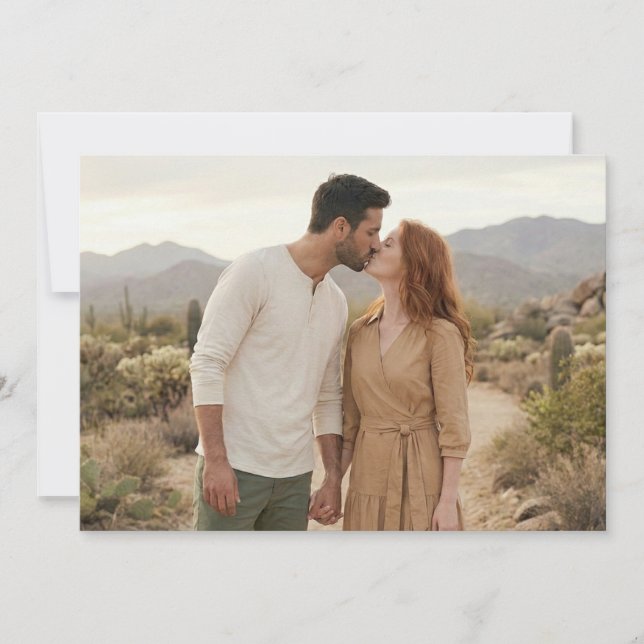 Invitation Photo Naturel Beige Romantique (Devant)