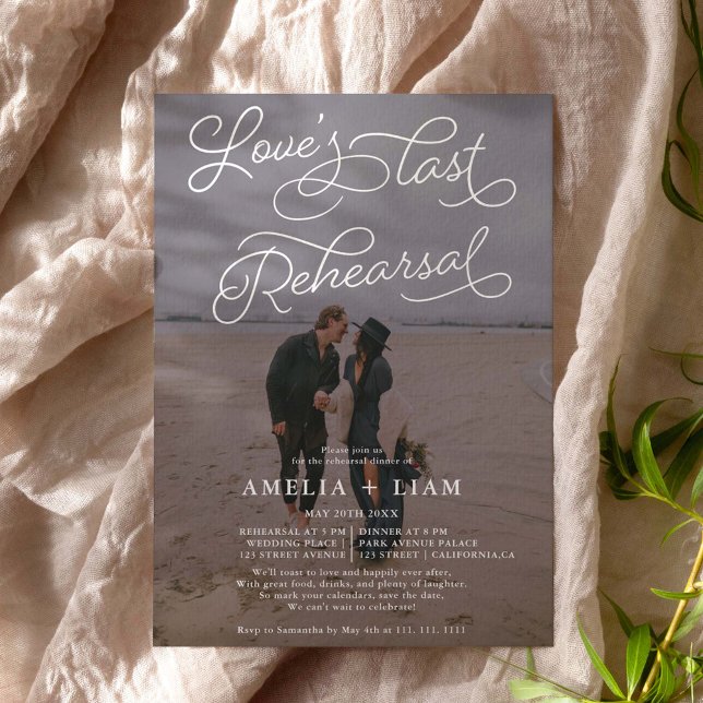 Invitation Photo noir blanc Amour dernier dîner de répétition (Créateur téléchargé)