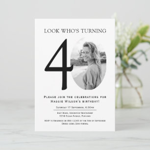 Invitation Photo noir et blanc 40e anniversaire