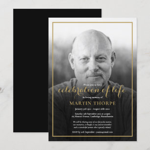 Invitation Photo noir et blanc Célébration de la vie Funérail
