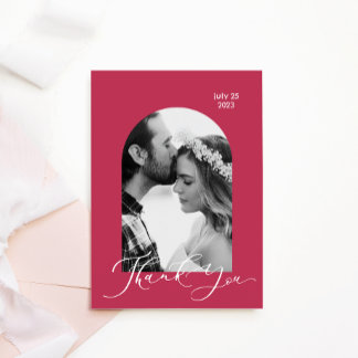 Invitation Photo noir et blanc couleur magenta