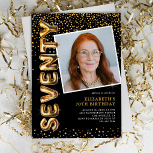 Invitation Photo noir et or 70e anniversaire