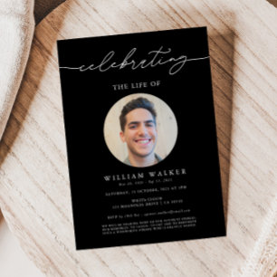 Invitation Photo Noire Moderne Célébrant La Vie