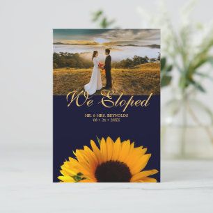 Invitation Photo Nous avons Elopé Marine Mariage bleu Faire-p