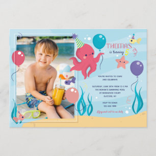 Invitation photo Octopus Anniversaire