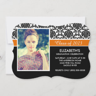 Invitation Photo officielle 2014 Black White Damask