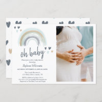 Photo Oh Baby shower Blue Boho Rainbow