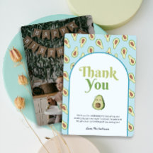 Photo Onederful Avocado 1st Birthday ThankYou Card