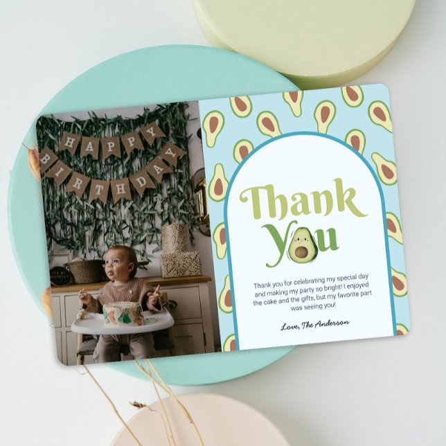 Invitation Photo Onederful Avocado 1st Birthday ThankYou Card (Photo Onederful Avocado 1st Birthday ThankYou Card)