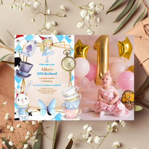 Invitation Photo Onederland Alice au pays des merveilles 1er