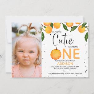 Invitation Photo Orange de la fille Little Cutie Premier anni