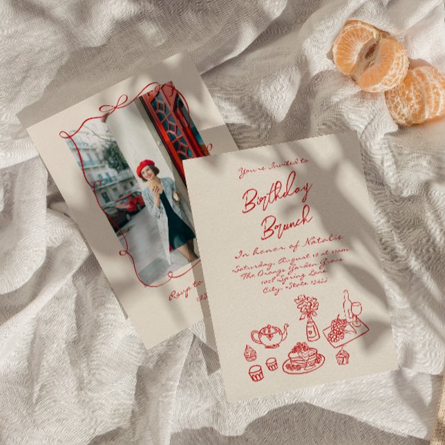 Invitation Photo originale tirée à la main Brunch (Créateur téléchargé)