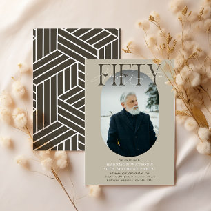 Invitation Photo Ovale moderne et signature 50e anniversaire