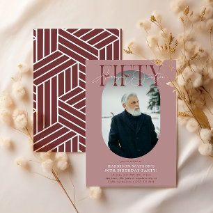 Invitation Photo Ovale moderne et signature 50e anniversaire