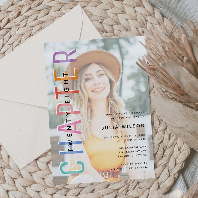 Invitation Photo Overlay CHAPITRE (tout âge) Anniversaire Fêt (Créateur téléchargé)