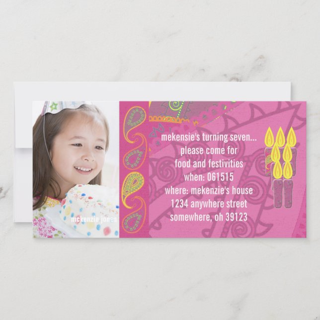 Invitation photo Paisley Birthdy (Devant)