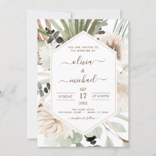 Invitation Photo Pampas Grass Bohemian Boho Mariage