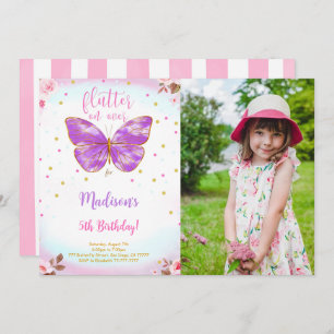 Invitation photo papillon 5e anniversaire