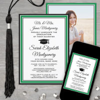 Photo & Parents Noms Vert Noir Blanc Graduation