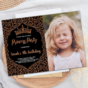 Invitation Photo Parties scintillant en cuivre Princesse Invi