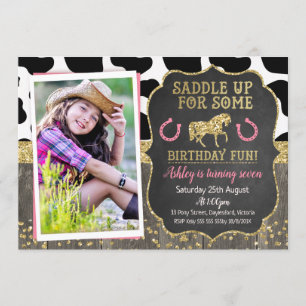 Invitation Photo Parties scintillant Horse Anniversaire Invit