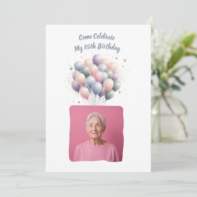 Invitation Photo personnalisé 85 ans sur mesure (Debout devant)