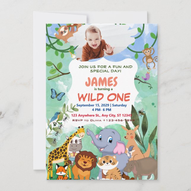 Invitation photo personnalisée1st Birthday wild one Invitatio (Devant)