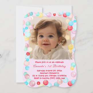 Invitation photo personnalisée 1er anniversaire fi