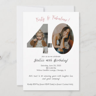 Invitation photo personnalisée 40e anniversaire