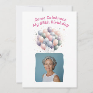 Invitation Photo personnalisée Ballons 65e anniversaire