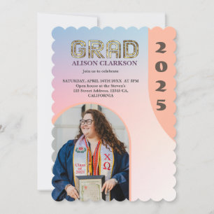 Invitation Photo personnalisée Bold 2024 Arch Retro Graduatio