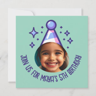 Invitation Photo personnalisée Casquette fête d'anniversaire