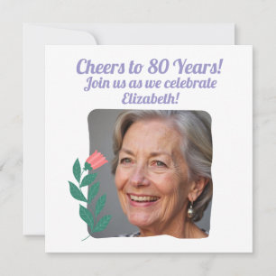 Invitation Photo personnalisée Cheers à 80 Ans 80e Anniversai