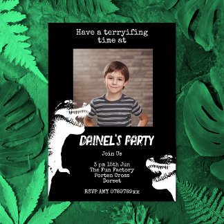 Invitation Photo personnalisée Dinosaur fête d'anniversaire