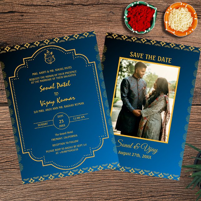 Invitation Photo personnalisée du Mariage hindou indien Ganes (Créateur téléchargé)